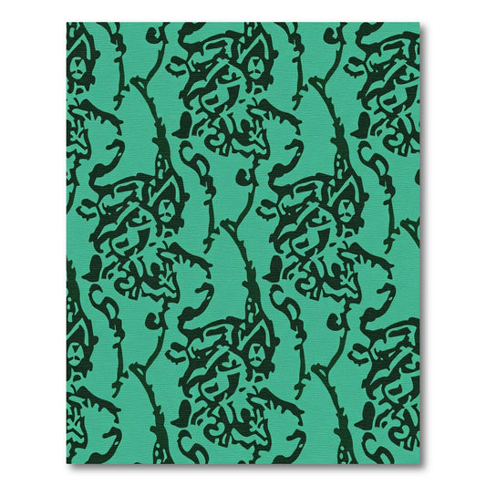 Emerald Vine Abstract Block Print Rug