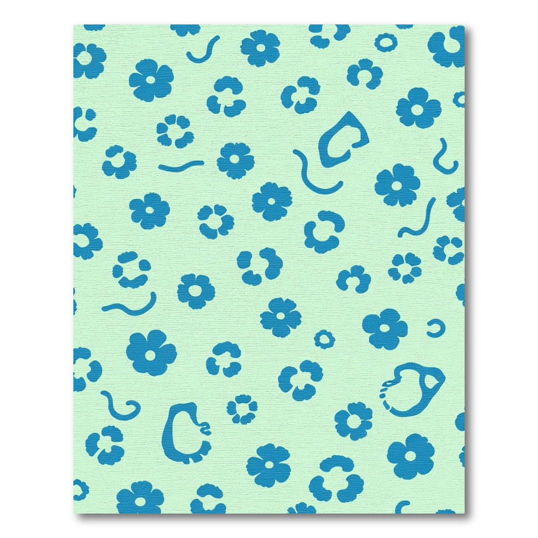 Aqua Blue Scattered Floral Charm Rug