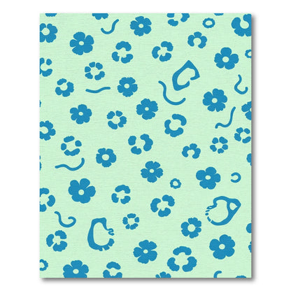 Aqua Blue Scattered Floral Charm Rug