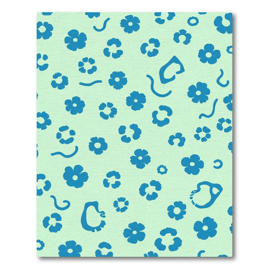 Aqua Blue Scattered Floral Charm Rug