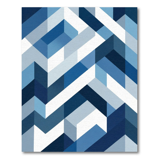 Modern Blue Geometric Herringbone Rug