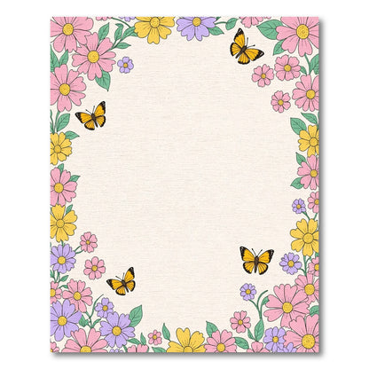 Whimsical Springtime Butterflies Floral Meadow Rug