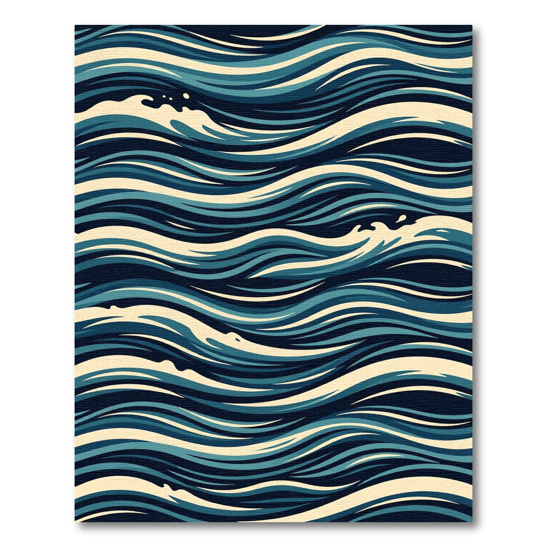 Flowing Ocean Wave Navy Cream Ripples Rug