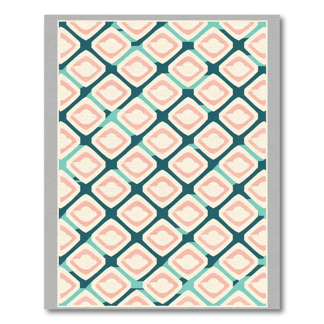 Retro Diamond Cloud Teal Pink Rug