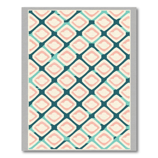 Retro Diamond Cloud Teal Pink Rug