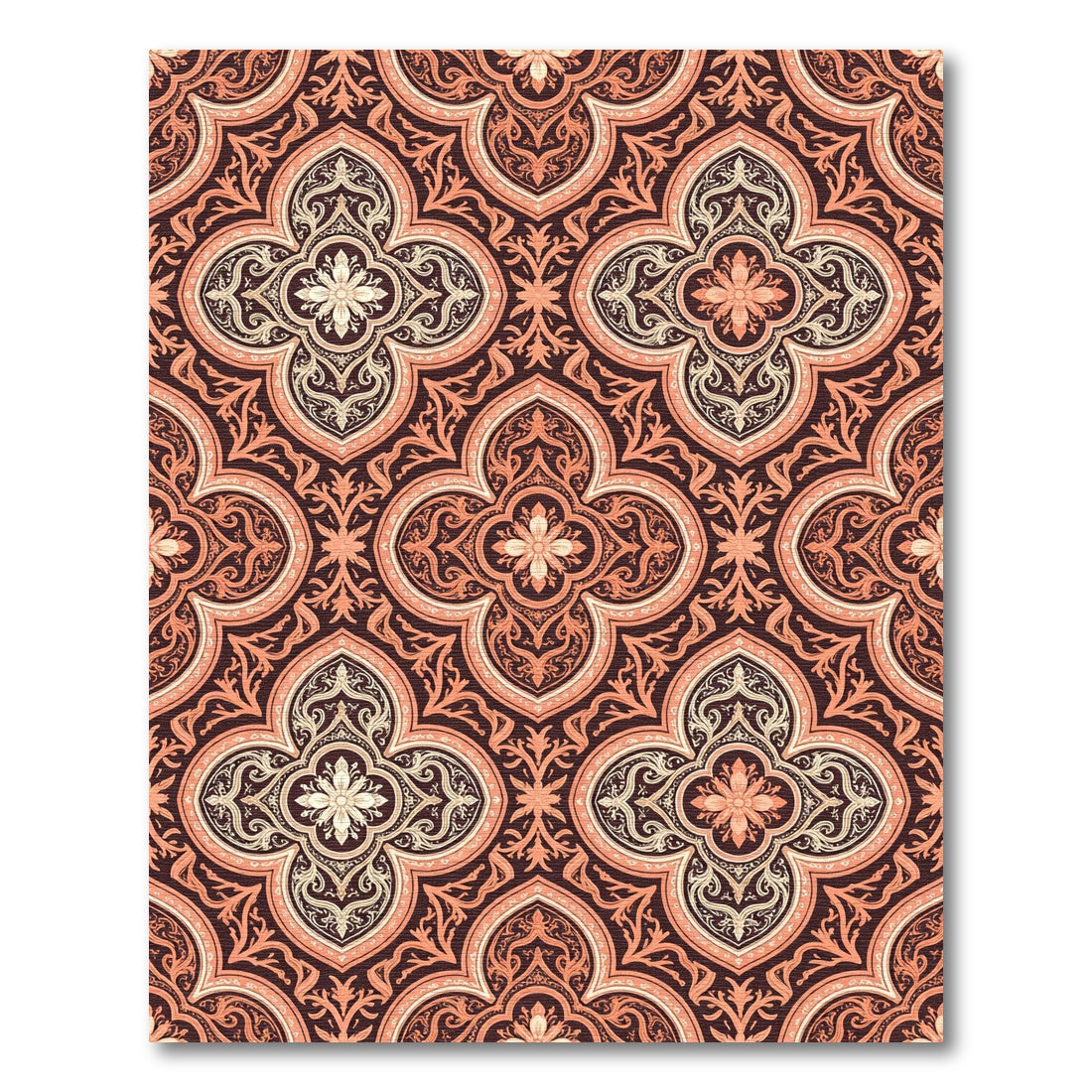 Coral Quatrefoil Floral Medina Rug