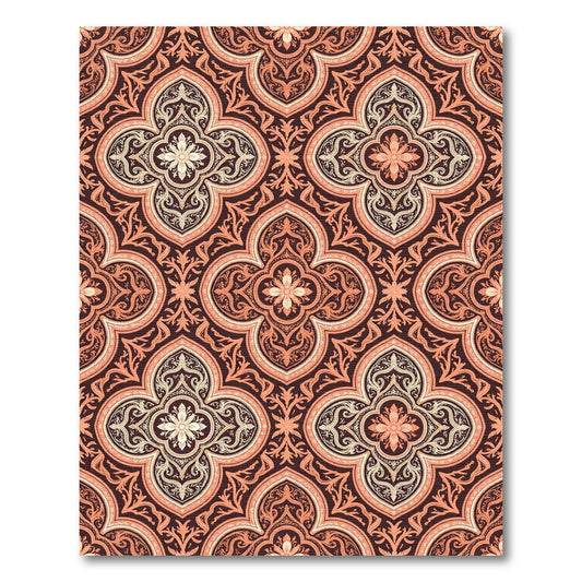 Coral Quatrefoil Floral Medina Rug