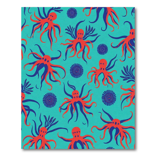 Coral Octopus Marine Medallion Rug