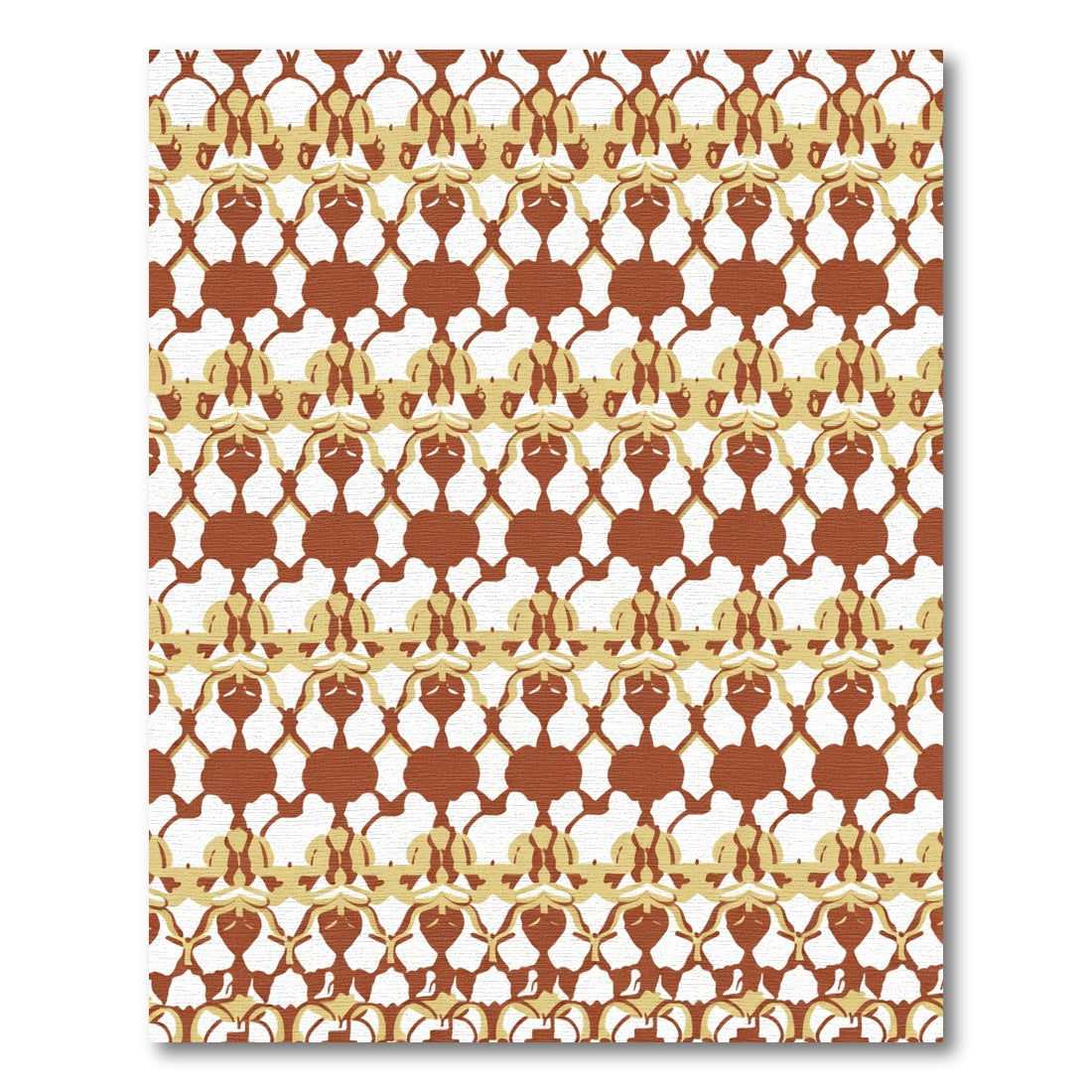 Terracotta Gold Organic Interlocking Figures Rug