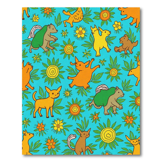 Whimsical Animals Amidst Floral Surroundings Rug