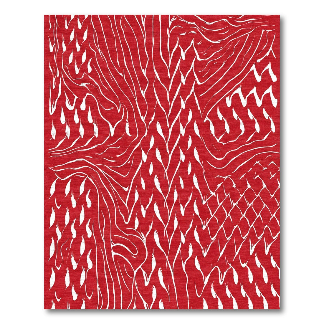 Crimson White Abstract Gingham Strokes Rug