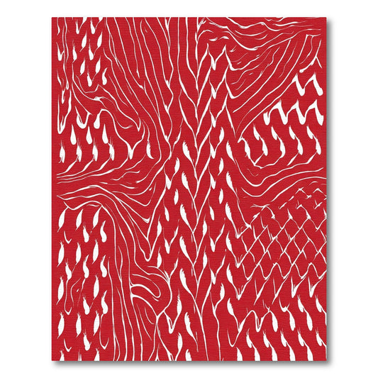 Crimson White Abstract Gingham Strokes Rug