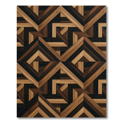 Geometric Walnut Parquet Art Deco Rug