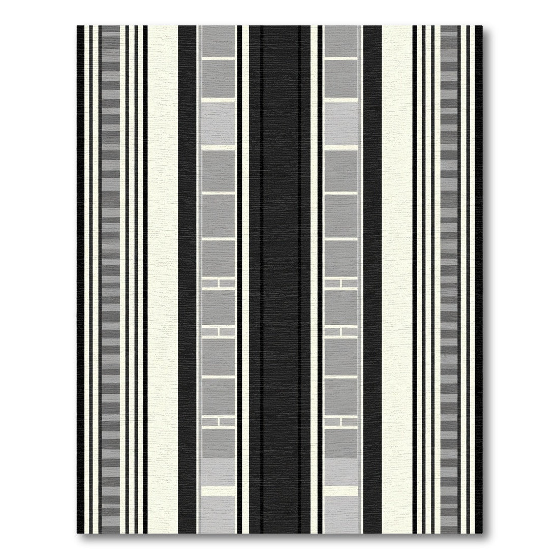 Monochrome Linear Block Grid Rug