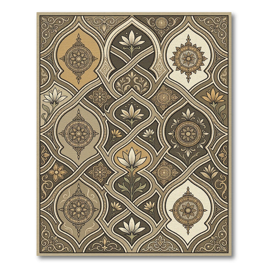 Earthy Sepia Interwoven Floral Medallion Rug
