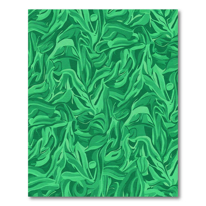 Lush Emerald Flowing Leaf Arrangement Rug