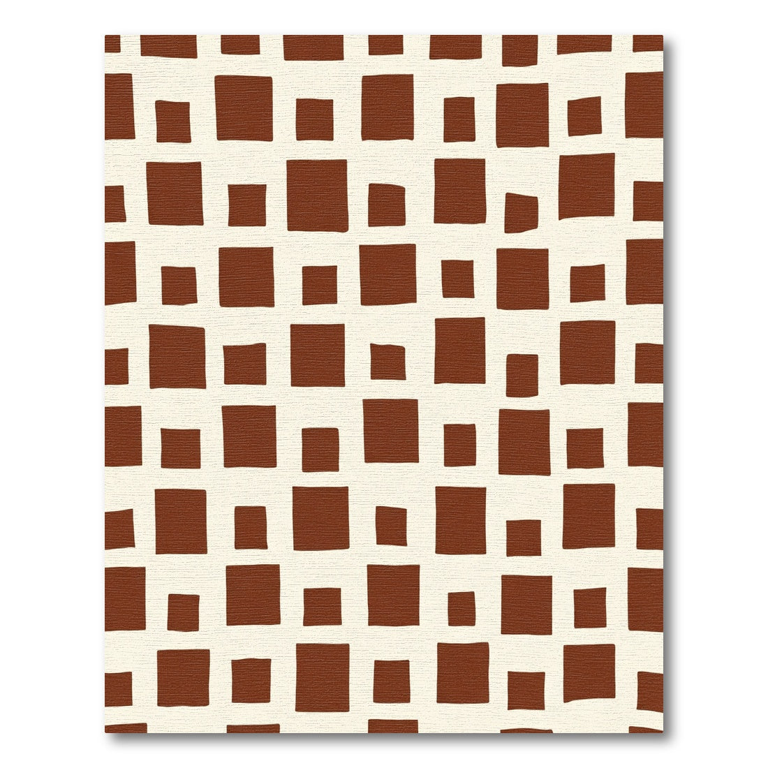 Brown Square Grid Blocks Rug