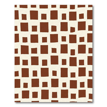 Brown Square Grid Blocks Rug