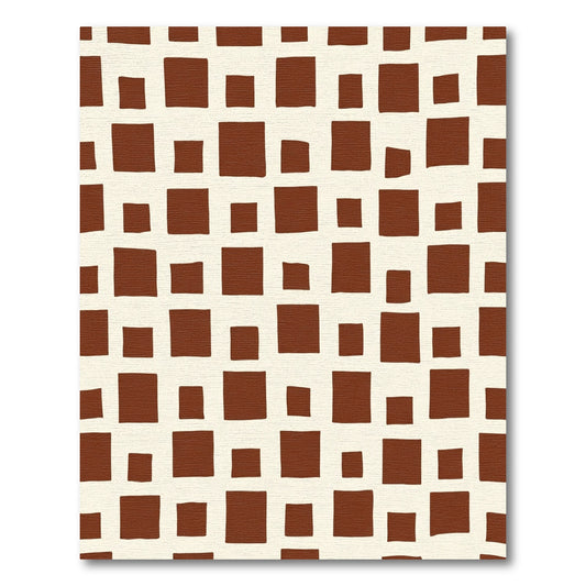Brown Square Grid Blocks Rug