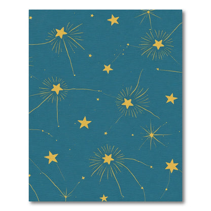 Golden Starburst Celestial Teal Rug