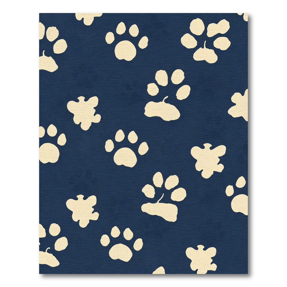Cream Paw Prints On Navy Rug
