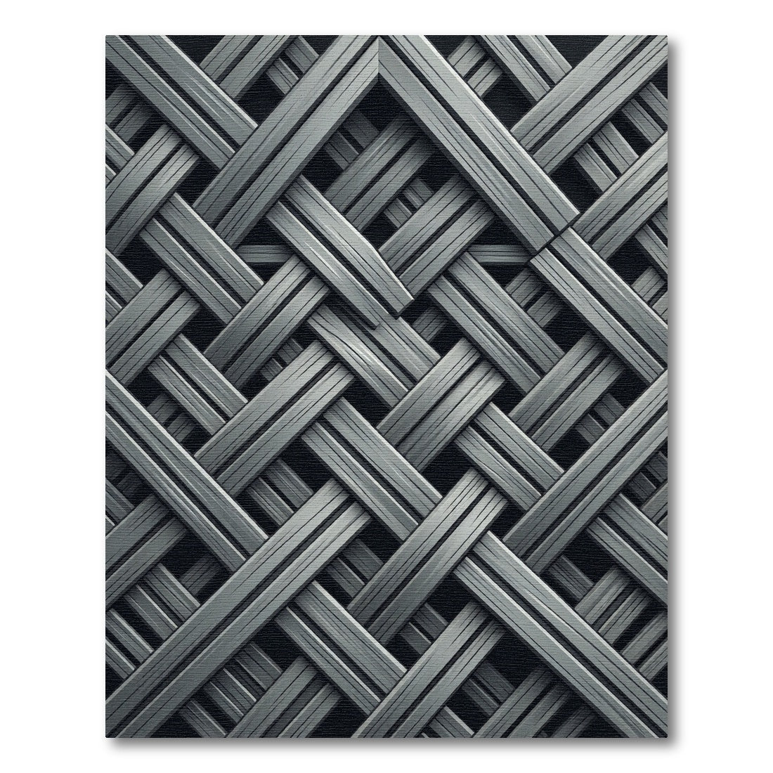 Industrial Silver Interlocking Grid Rug