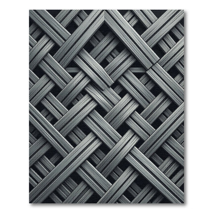 Industrial Silver Interlocking Grid Rug