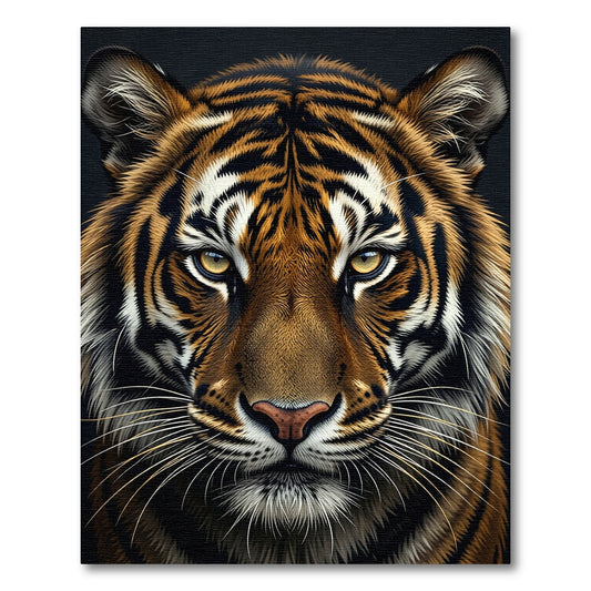 Majestic Amber Tiger Face Portrait Rug