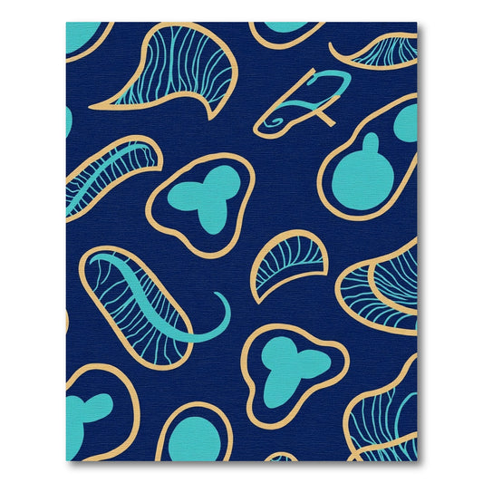 Navy Abstract Organic Shapes Rug
