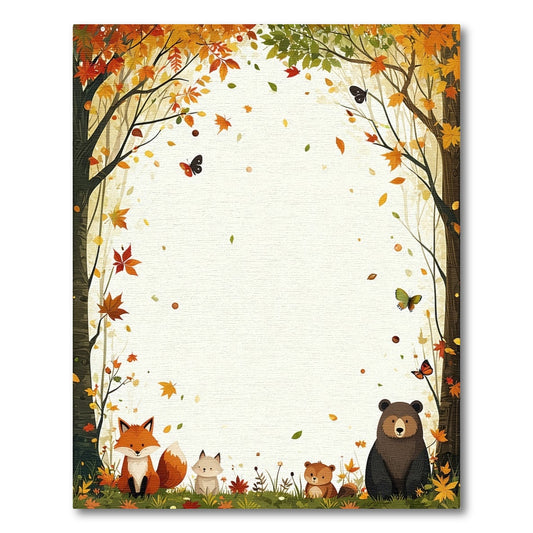 Whimsical Autumn Woodland Fox Bear Rug