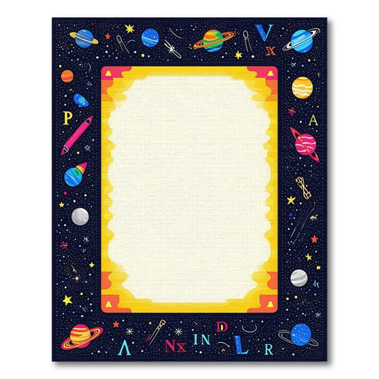 Vibrant Cosmic Alphabet Planets Stars Rug