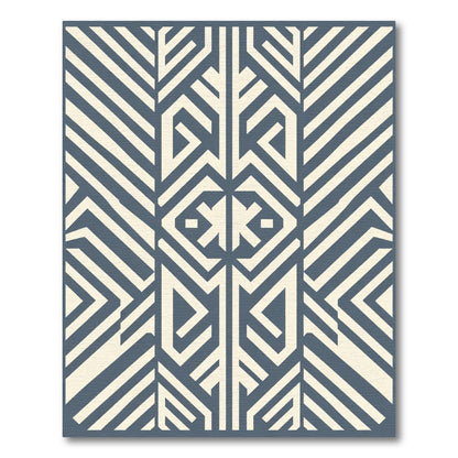 Navy Cream Geometric Deconstructed Accordion Rug