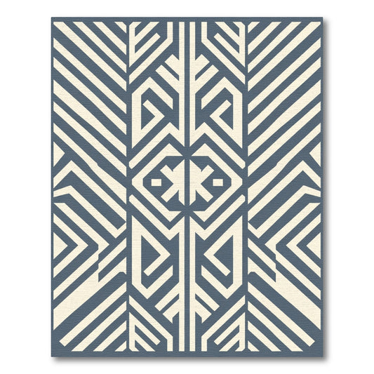 Navy Cream Geometric Deconstructed Accordion Rug