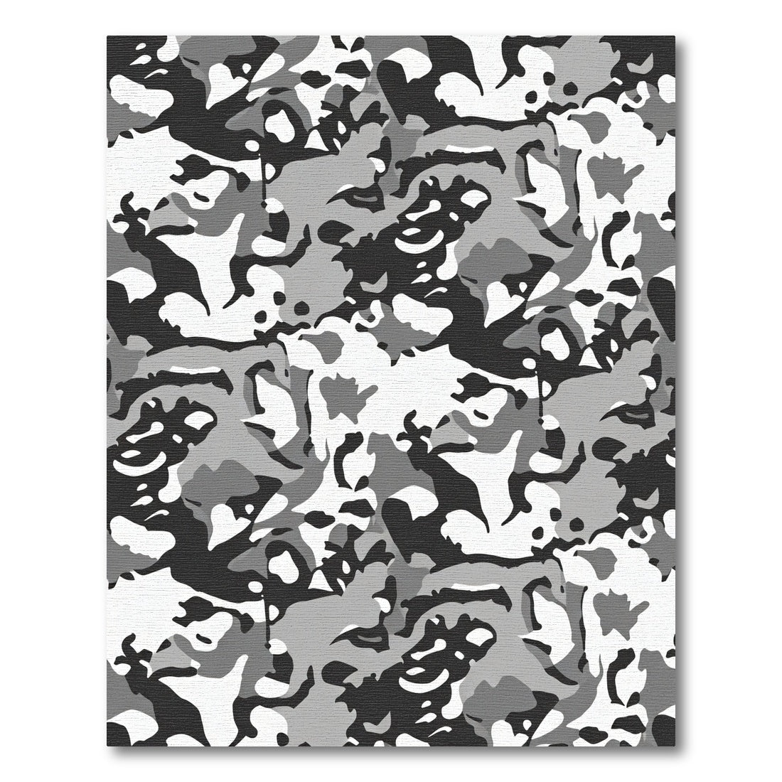 Monochromatic Gray Camouflage Abstract Rug