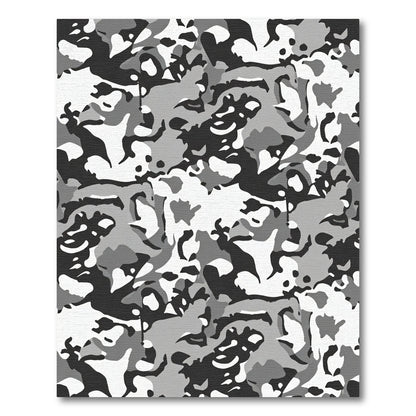 Monochromatic Gray Camouflage Abstract Rug