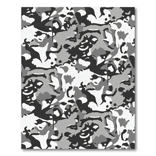 Monochromatic Gray Camouflage Abstract Rug