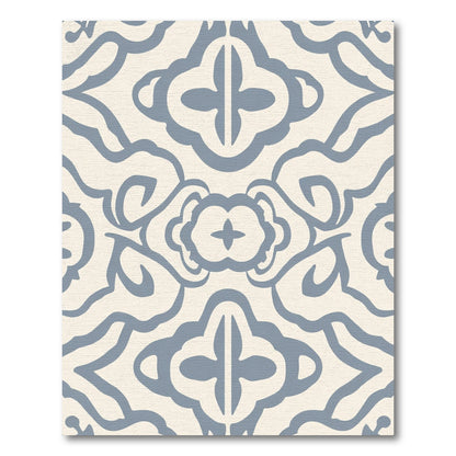 Light Blue Swirling Curves Medallion Rug