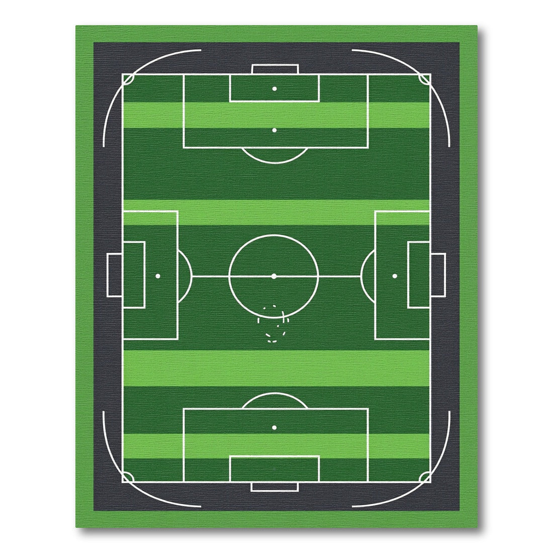 Vibrant Geometric Green Soccer Field Rug