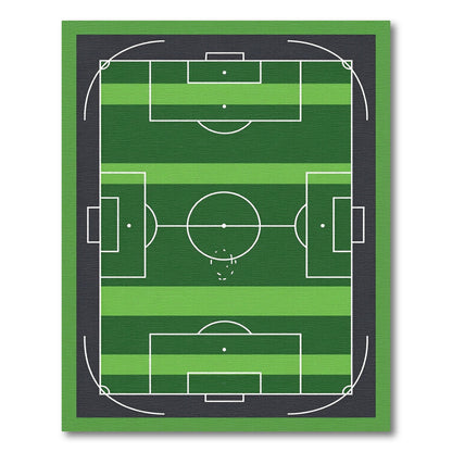 Vibrant Geometric Green Soccer Field Rug