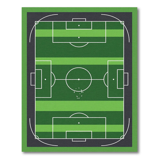 Vibrant Geometric Green Soccer Field Rug