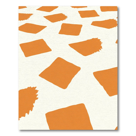 Orange Abstract Brushstroke Squares Rug