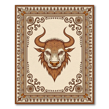 Brown Bull Zodiac Majestic Frame Rug