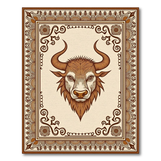 Brown Bull Zodiac Majestic Frame Rug