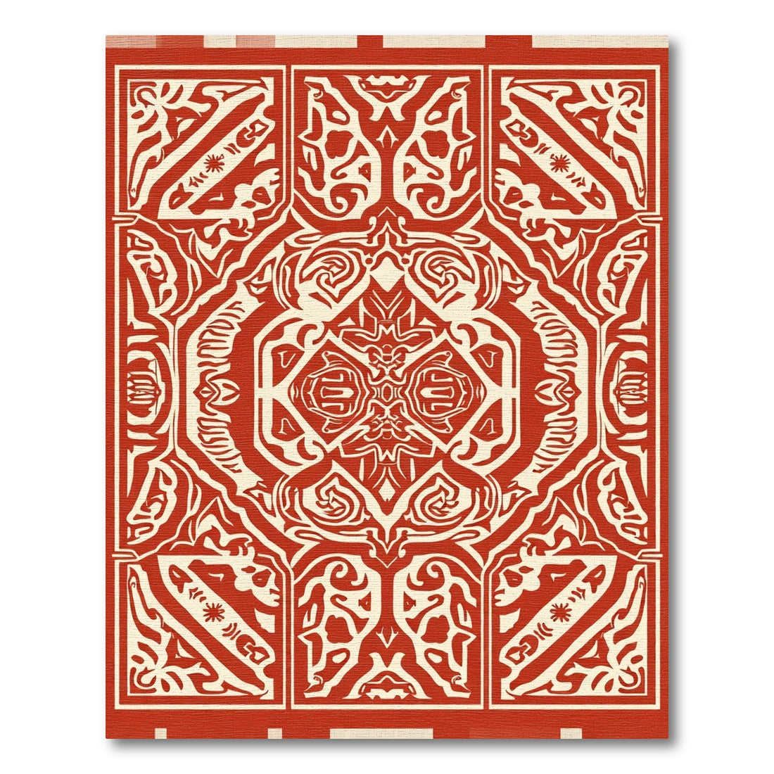 Crimson Cream Intricate Mandala Medallion Rug