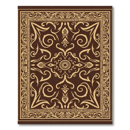 Brown and Tan Ornamental Scroll Rug