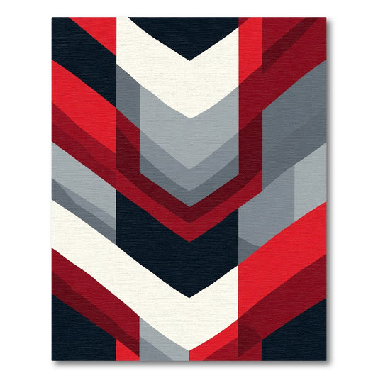 Bold Red Gray Chevron Geometric Rug