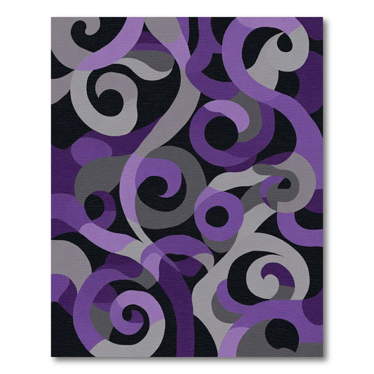 Purple Gray Swirl Ribbon Abstract Rug