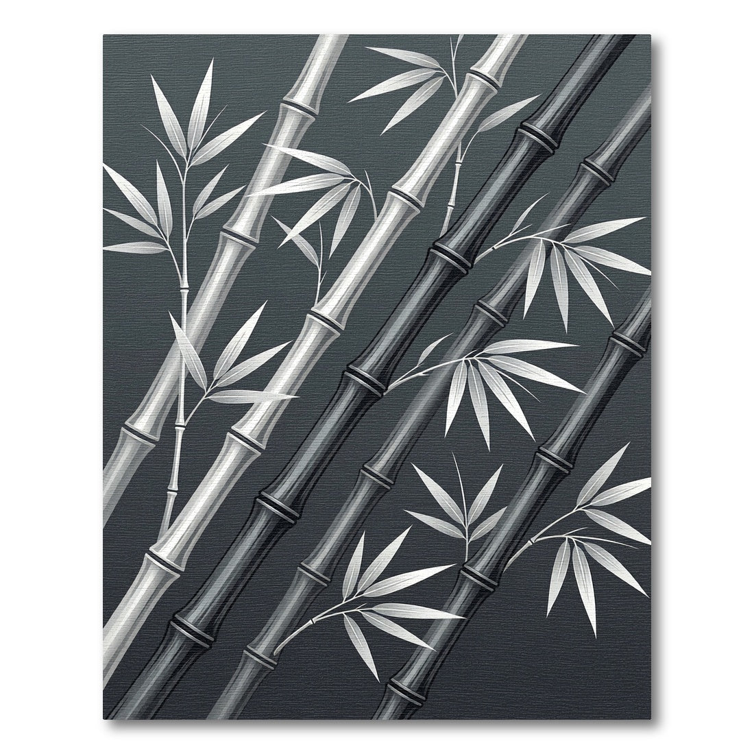 Monochromatic Bamboo Stalks With Leaves Rug