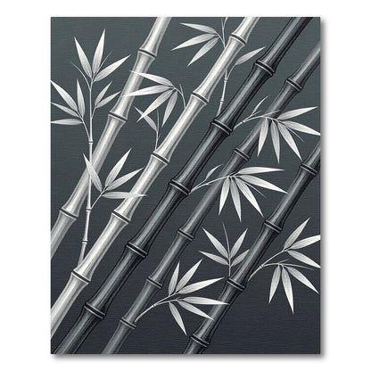 Monochromatic Bamboo Stalks With Leaves Rug