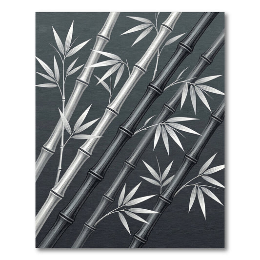 Monochromatic Bamboo Stalks With Leaves Rug